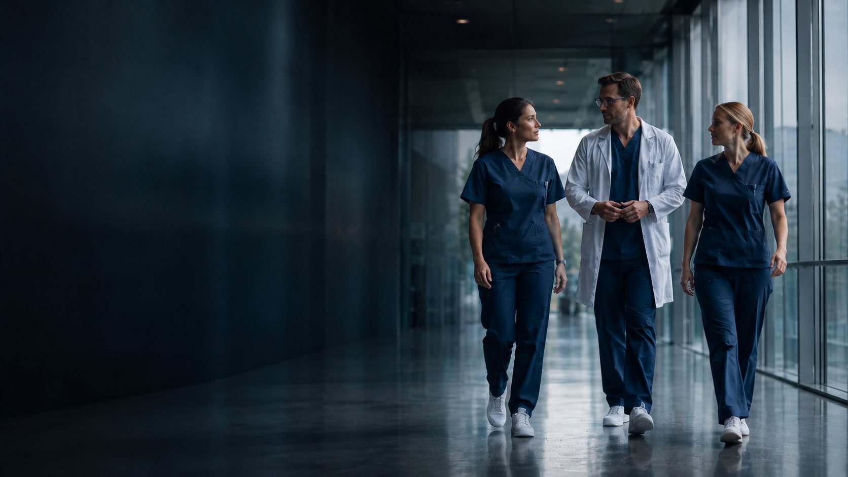 Klinik-Team im modernen Umfeld