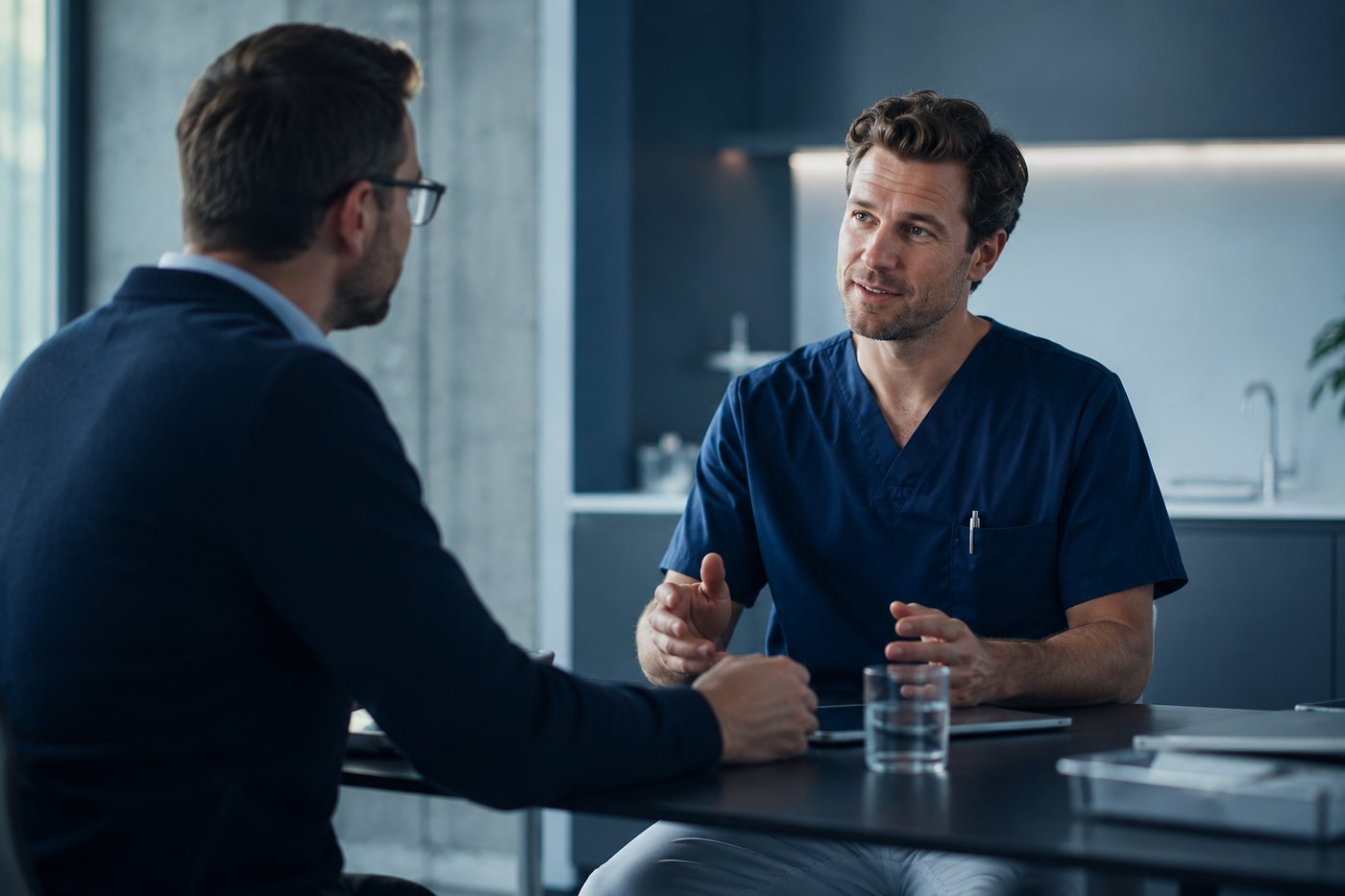 Beratungsgespräch in einer modernen Klinik