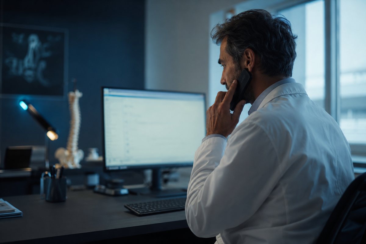 Zuweisender Arzt am Telefon